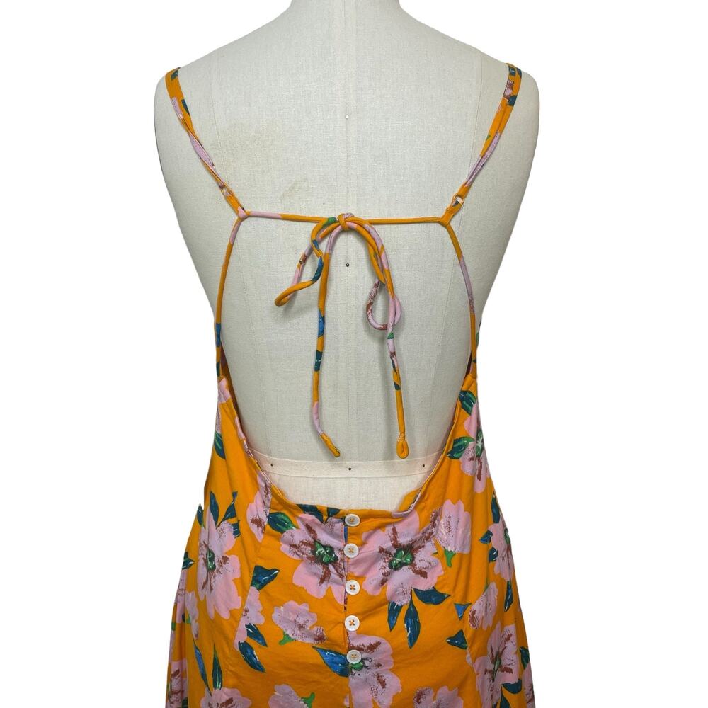NWT Free People Finer Things Maxi Dress in Sunshine Combo Orange Floral Size L - Picture 9 of 16